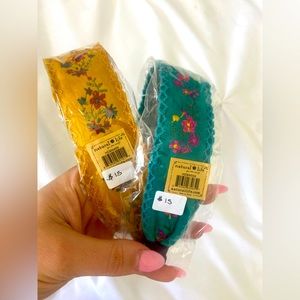 2 pack of hand stitched headbands floral cute